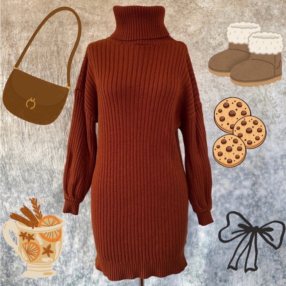 Women's  Turtleneck Sweater Dress